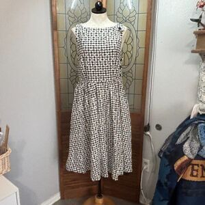 Unique Vintage Black and White Gingham Fit-and-Flare Dress